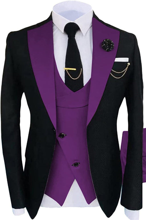 Newman Purple Shawl Lapel Three Pieces Bespoke Prom Suits