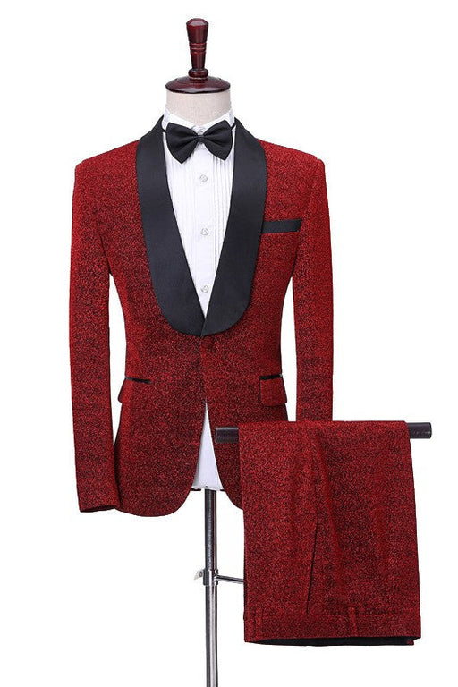 Eric Chic Red Shawl Lapel Two Pieces Wedding Suits For Men