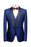 Gary Chic Royal Blue Three Pieces Jacquard Men Suits For Wedding