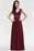 Bridelily Chiffon Burgundy V-Neck Cap Sleeve Bridesmaid Dress with Beadings