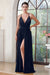 Chic Spaghetti Straps Glitter Prom Dress Side Split Sleeveless V-Neck Aline Long Evening Dress - Prom Dresses