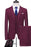 Connor Burgundy Three Pieces Close Fitting Notched Lapel Men Suits for Business