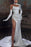 Chic White Halter Mermaid Prom Dress with Beadings Pleated High Slit