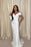 Chic White One Shoulder Off-the-Shoulder Evening Prom Dress with Pleats