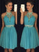 Chiffon Halter Sleeveless A-line Short/Mini With Beading Dresses - Prom Dresses