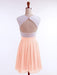Chiffon Jewel Sleeveless A-line Short/Mini With Lace Prom Dresses - Prom Dresses
