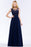 Bridelily Chiffon Lace Appliques Affordable Navy Bridesmaid Dress Online