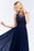 Bridelily Chiffon Lace Appliques Affordable Navy Bridesmaid Dress Online