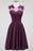 Bridelily Cute Chiffon Round Neck Short Burgundy Bridesmaid Dresses with Appliques