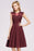 Bridelily Cute Chiffon Round Neck Short Burgundy Bridesmaid Dresses with Appliques