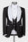 Theodore Classic Black Three Pieces Wedding Suits With White Shawl Lapel