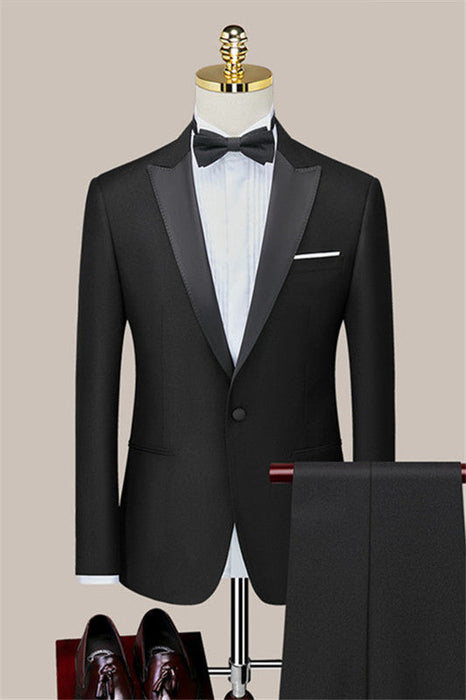 Noah Classic Black Two Pieces One Button Wedding Suits