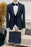 Augus Classic Navy Blue Notched Lapel Three Pieces Business Suits