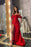 Classic Red Off-The-Shoulder Prom Dress with Ruffles and Slit