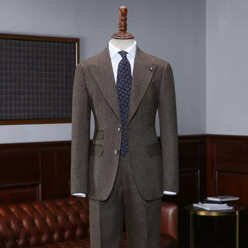 Craig Newest Coffee Peaked Lapel Business Suits For Men