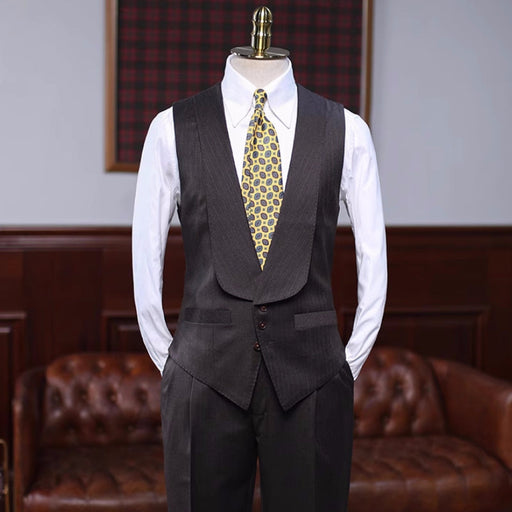 Brayden Gentle Coffee Striped Notched Lapel Three Pieces Business Suits