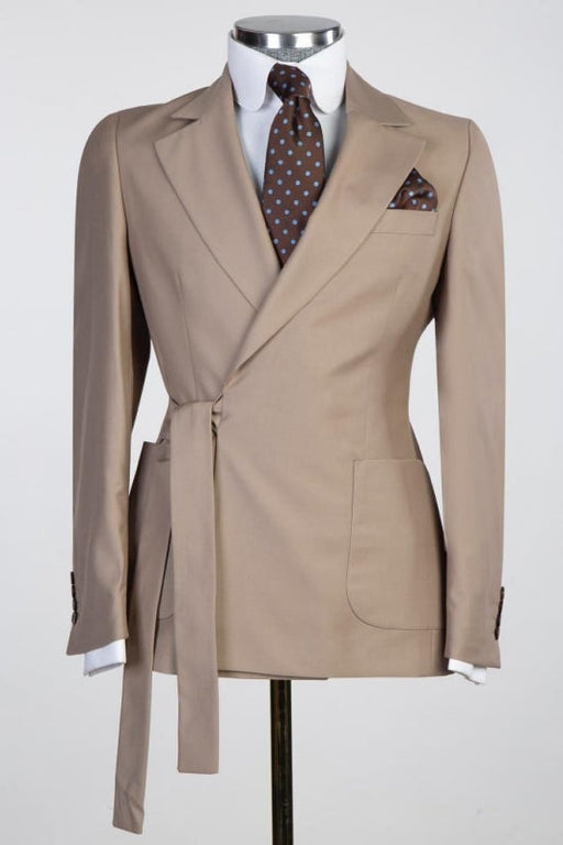 Len Bespoke Brown Notched Lapel Two Pieces Prom Suits