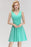 Bridelily Cute V-Neck Sleeveless Short Chiffon Affordable Bridesmaid Dresswith Ruffle