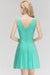Bridelily Cute V-Neck Sleeveless Short Chiffon Affordable Bridesmaid Dresswith Ruffle