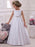 Flower Girl Dresses Bateau Neck Satin Fabric Sleeveless Floor Length A-Line Bows Kids Social Party Dresses