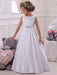 Flower Girl Dresses Bateau Neck Satin Fabric Sleeveless Floor Length A-Line Bows Kids Social Party Dresses