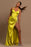 Daffodil Long Prom Dress Halter Ball Gown with Pleated Slit