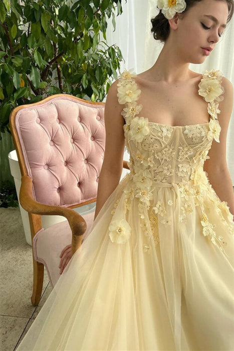 Daffodil Sleeveless Strapless Mermaid Evening Dress with Flowers