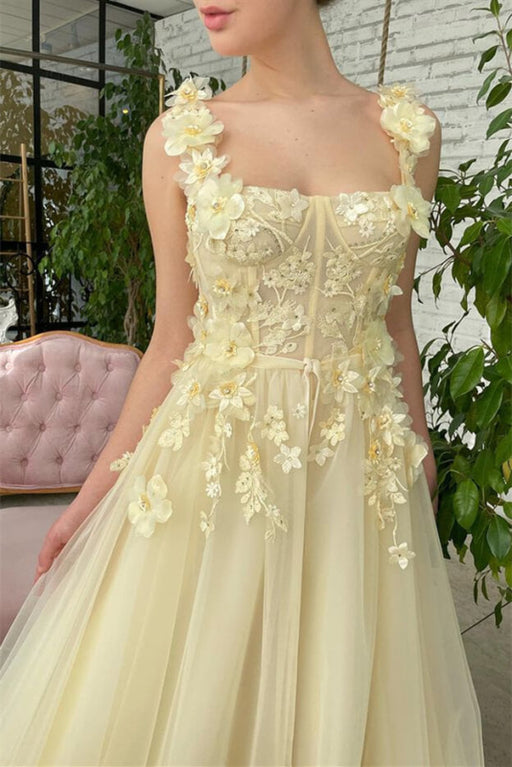 Daffodil Sleeveless Strapless Mermaid Evening Dress with Flowers