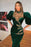 Dark Green Bubble Sleeves Mermaid Prom Dress