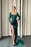 Dark Green Long Sleeve Sequined Evening Dress with Split