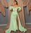 Dark Green Long Sleeve Sweetheart Mermaid Prom Dress with Front Split and Belt