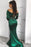 Dark Green Off-the-Shoulder Long Sleeve Mermaid Prom Dress