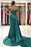 Dark Green Off-the-Shoulder Mermaid Long Prom Dress with Split and Ruffles