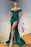 Dark Green Off-the-Shoulder Split Mermaid Prom Dress