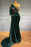 Dark Green One-Shoulder Beaded Mermaid Prom Dress with Appliques