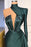 Dark Green One Shoulder Long Prom Dress with Sequins