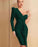 Dark Green One-Shoulder Sweetheart Short Prom Dress with Split and Long Sleeve