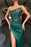 Dark Green Sequins Prom Dress with Split