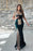 Dark Green Sleeveless V-Neck Applique Mermaid Evening Dress with Detachable Skirt