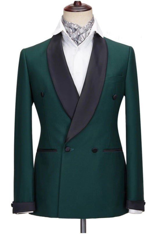 Adam New Arrival Deep Green Wedding Suits With Black Shawl Lapel