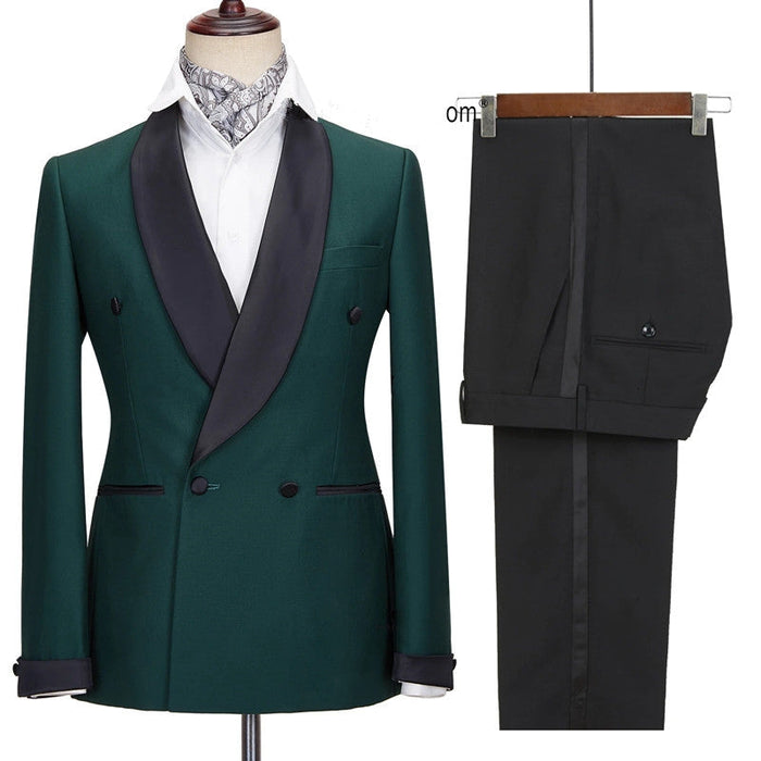 Adam New Arrival Deep Green Wedding Suits With Black Shawl Lapel