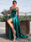 Dark Green Spaghetti Straps Prom Dress With Split