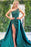 Dark Green Split Sequins Mermaid Prom Dress with Detachable Skirt