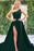 Dark Green Split Sequins Mermaid Prom Dress with Detachable Skirt