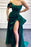 Dark Green Strapless Off-the-Shoulder Mermaid Prom Dress with Split