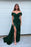 Dark Green Sweetheart Mermaid Prom Dress with Front Split and Off-The-Shoulder Beadings