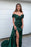 Dark Green Sweetheart Mermaid Prom Dress with Front Split and Off-The-Shoulder Beadings