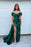 Dark Green Sweetheart Mermaid Prom Dress with Front Split and Off-The-Shoulder Beadings