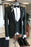 Dick Dark Green Three Pieces Chic Business Suits With Black Peaked Lapel