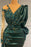 Dark Green V-Neck Long Sleeves Evening Dress with Beadings and Lace Appliques